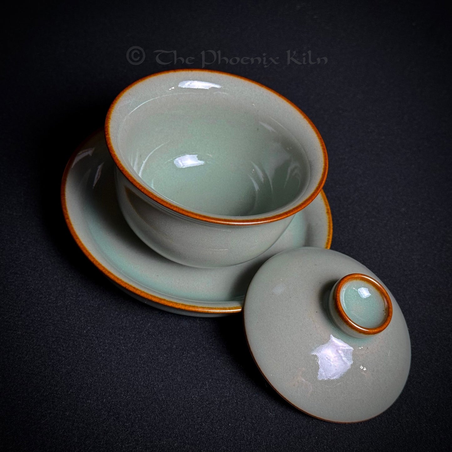 Green Jade Gaiwan Set – Dragon Kiln Wood-fired Jian Ware（JIG 2506-01-01）