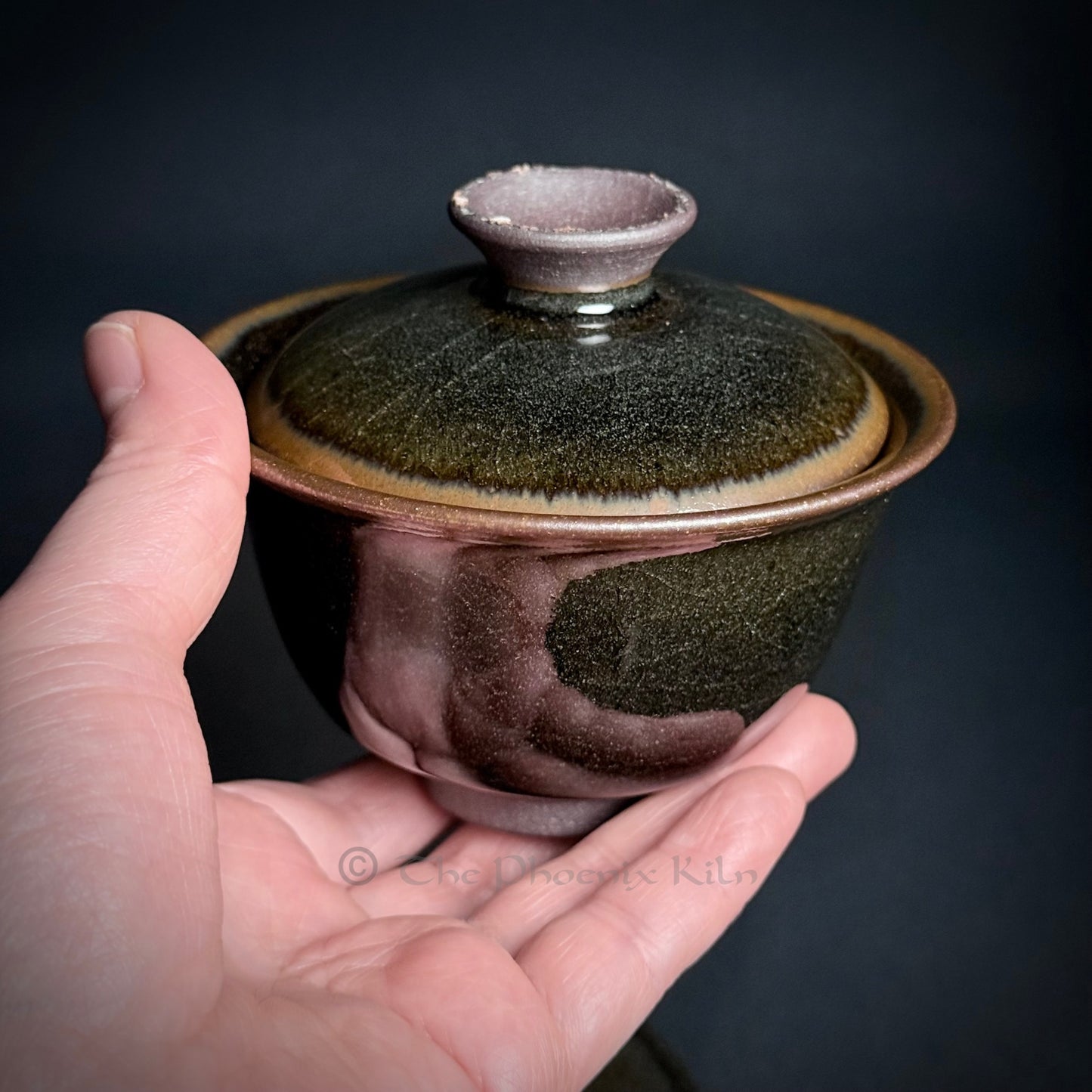 Three-piece Gaiwan - Skyward Dragon Kiln Wood-fired Jian Ware (GKD 2509-09-08)