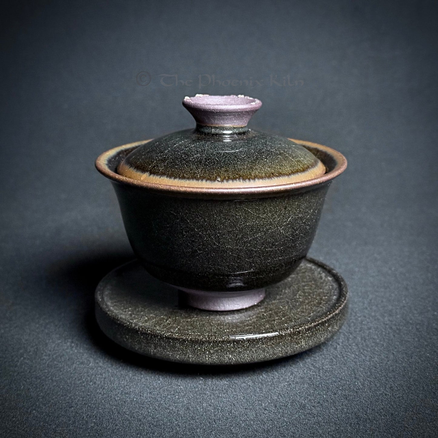 Three-piece Gaiwan - Skyward Dragon Kiln Wood-fired Jian Ware (GKD 2509-09-08)