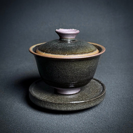 Three-piece Gaiwan - Skyward Dragon Kiln Wood-fired Jian Ware (GKD 2509-09-08)