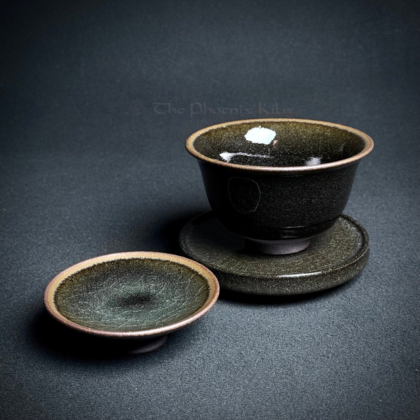 Three-piece Gaiwan - Skyward Dragon Kiln Wood-fired Jian Ware (GKD 2509-09-08)