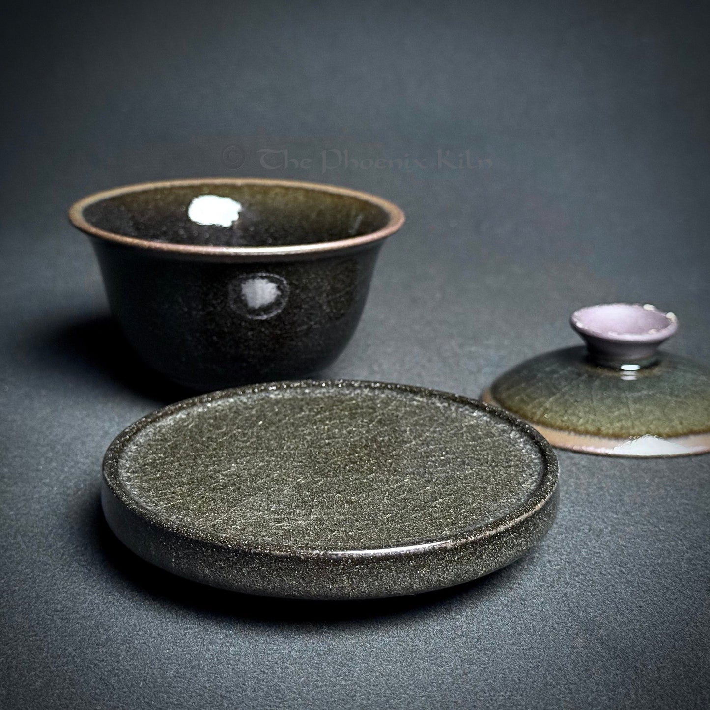 Three-piece Gaiwan - Skyward Dragon Kiln Wood-fired Jian Ware (GKD 2509-09-08)